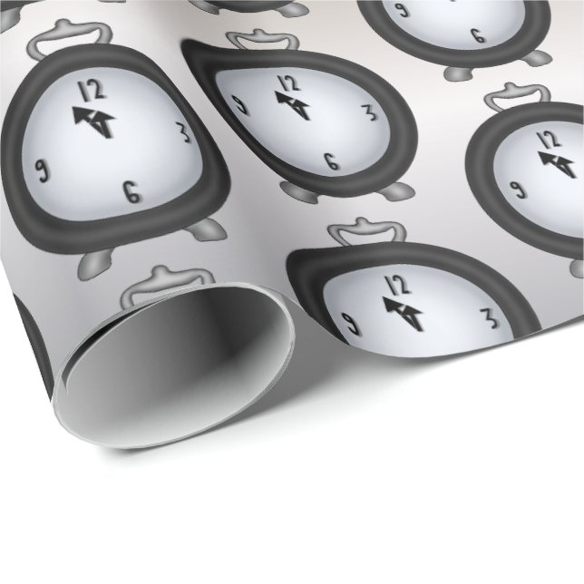 New Years Eve clock pattern tiled party wrap Wrapping Paper (Roll Corner)
