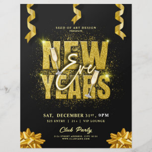 New Years Eve Club Party Gold Celebration Event  Flyer