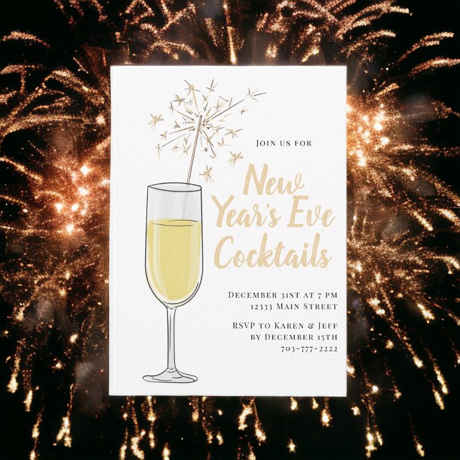New Year's Eve Cocktail Party Champagne Invitation (Creator Uploaded)