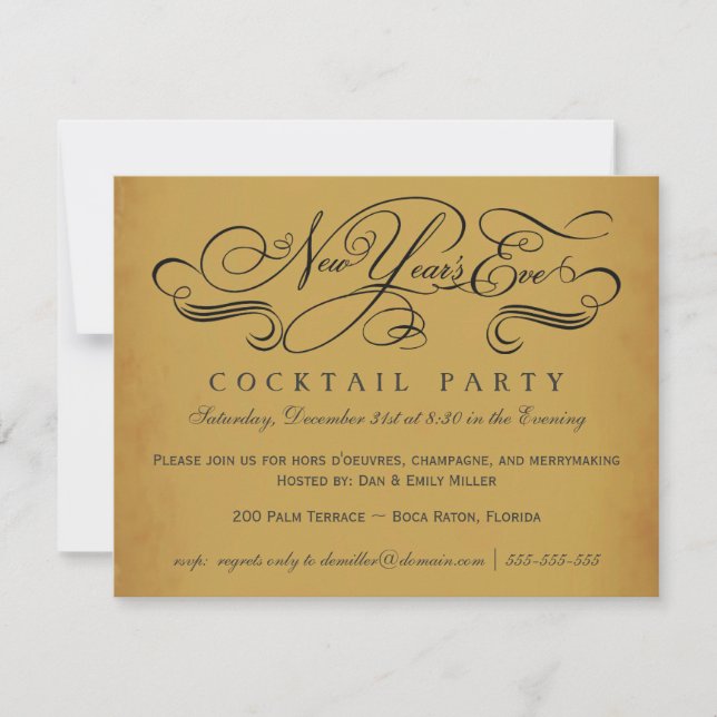 New Year's Eve Cocktail Party Vintage Invitations (Front)