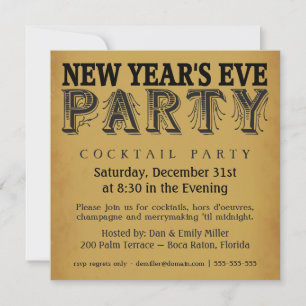 New Years Eve Cocktail Party Vintage Invitations