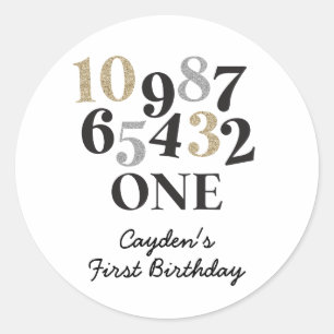 New Years Eve Countdown First Birthday Classic Round Sticker
