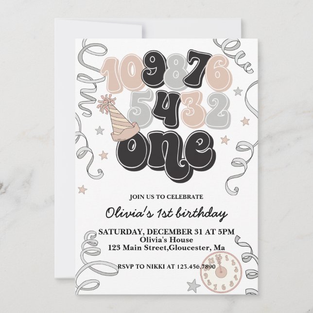 New Years Eve Countdown First Birthday Invitation (Front)