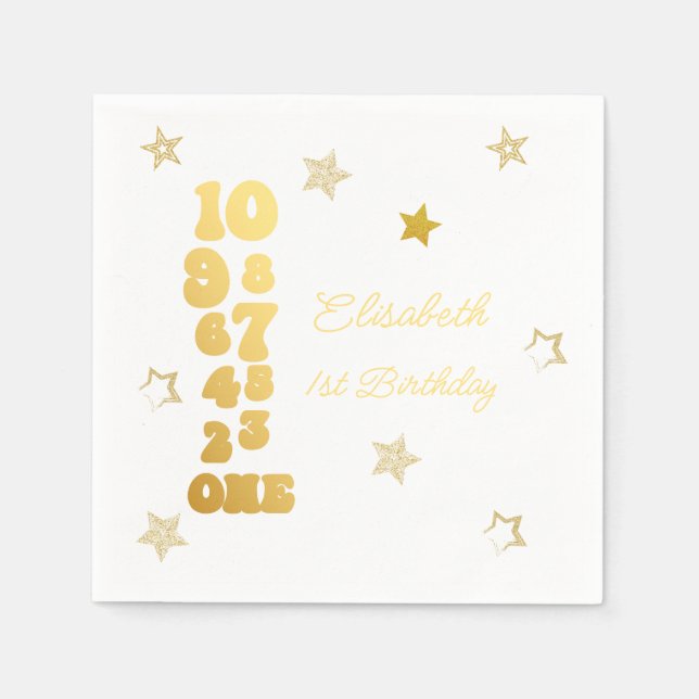 New Years Eve Countdown First Birthday Napkin (Front)