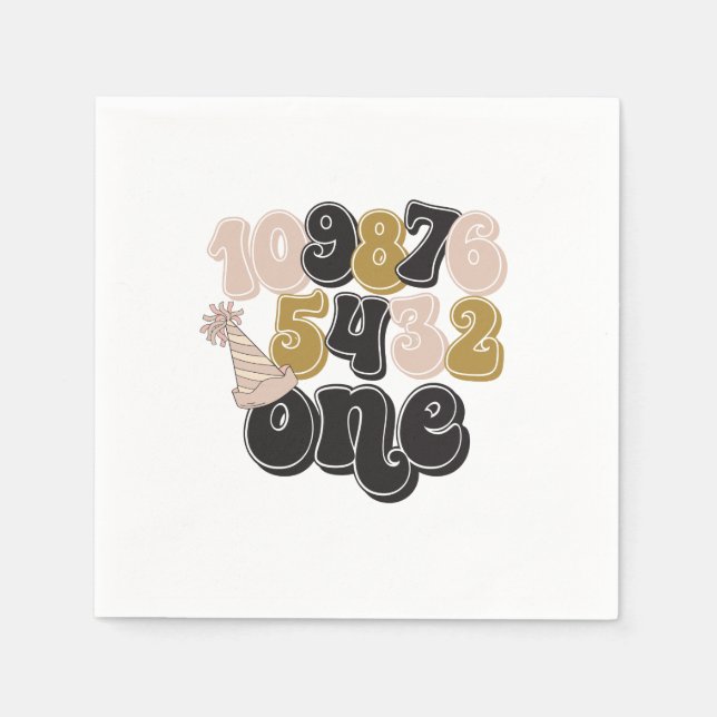New Years Eve Countdown First Birthday Napkin (Front)