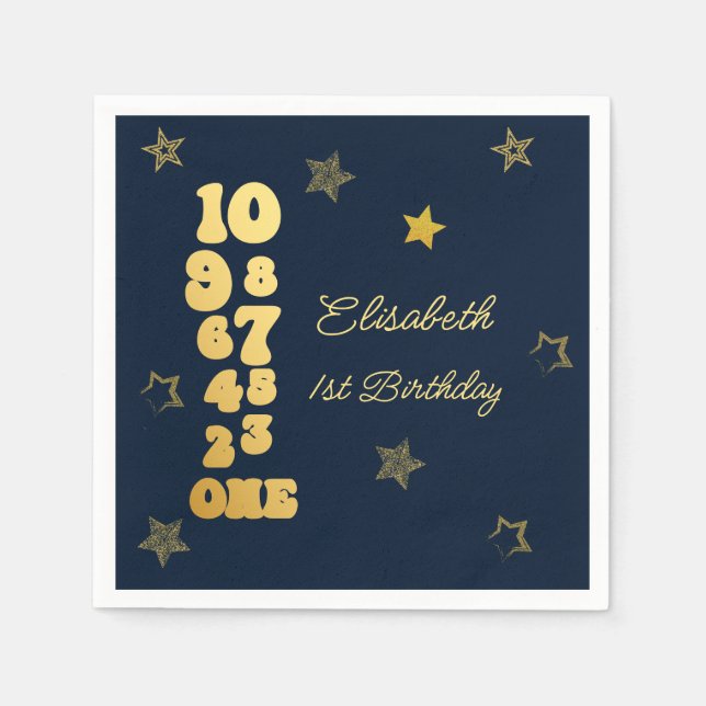 New Years Eve Countdown First Birthday Napkin (Front)