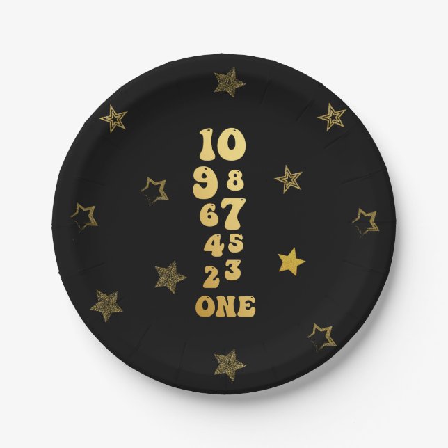 New Years Eve Countdown First Birthday Paper Plate (Front)