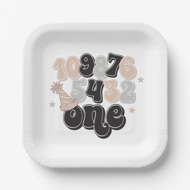 New Years Eve Countdown First Birthday Paper Plate (Front)