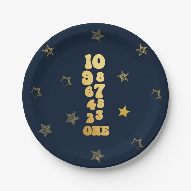 New Years Eve Countdown First Birthday Paper Plate (Front)