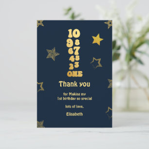 New Years Eve Countdown First Birthday Thank You Card