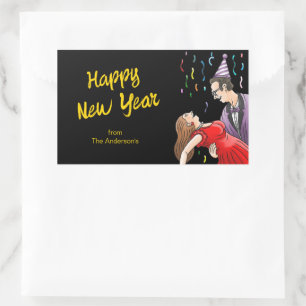 New Year's Eve Dancing Rectangular Sticker