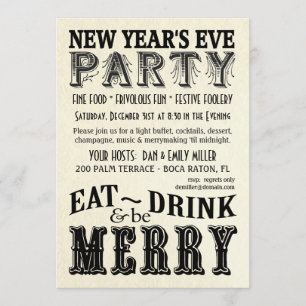 New Years Eve - Eat Drink Be Merry Invitations
