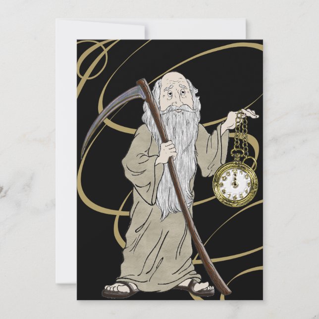 New Years Eve Father Time and His Clock Invitation (Front)
