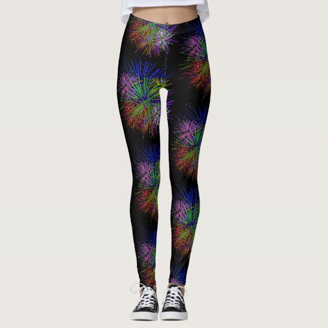 New Years Eve Fireworks Holiday Party Leggings (Front)