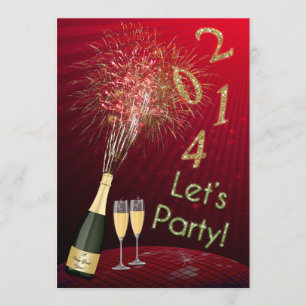 New Year's Eve Fireworks Let's Party Invitation