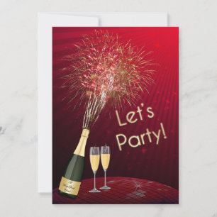 New Year's Eve Fireworks Let's Party Invitation 2