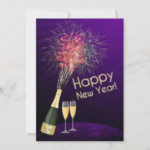 New Year's Eve Fireworks Let's Party Invitation 4