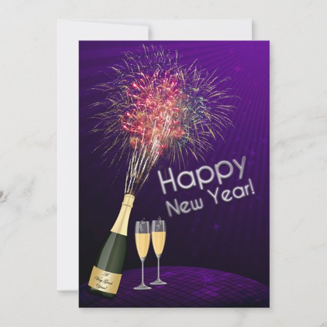 New Year's Eve Fireworks Let's Party Invitation 5 (Front)