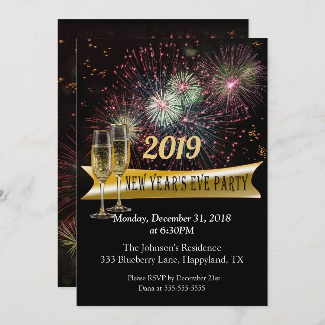 New Year's Eve Fireworks Party Invitation (Front/Back)