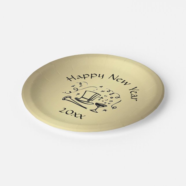 New Years Eve Gold Dated Paper Plate (Angled)