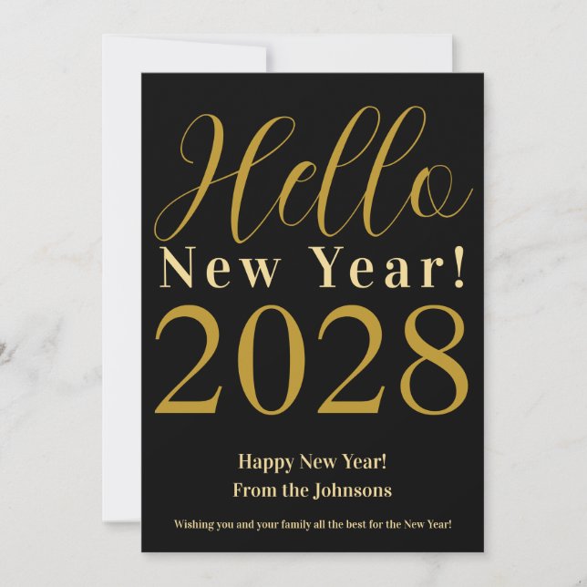 New Year's Eve Happy New Year Black Gold Holiday Card (Front)