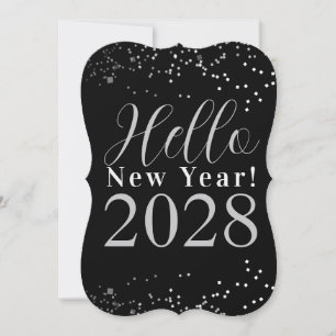 New Year's Eve Happy New Year Black Silver Sparkle Holiday Card