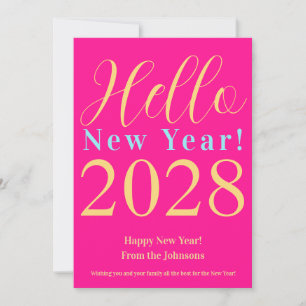 New Year's Eve Happy New Year Hot Pink Holiday Card