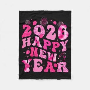 New Year's Eve Hello 2026 Groovy Family Matching C Fleece Blanket