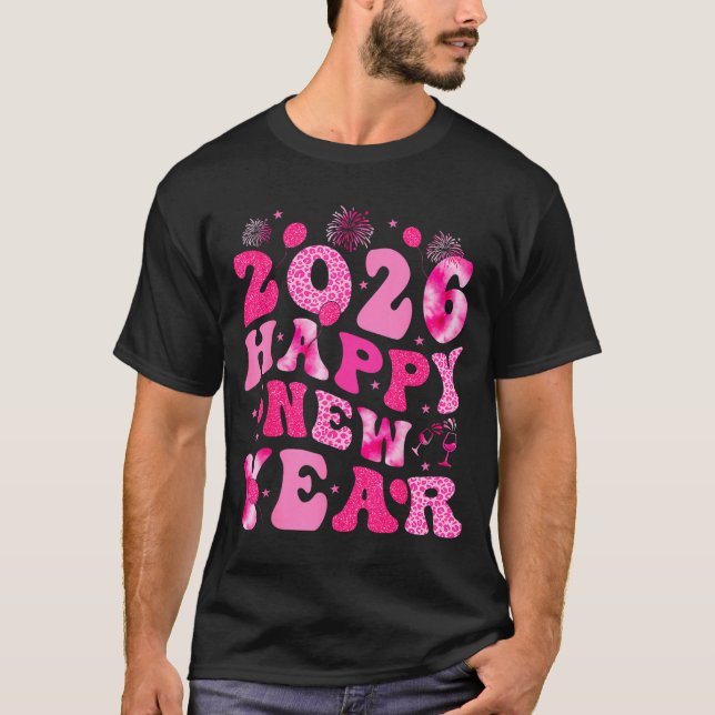 New Year's Eve Hello 2026 Groovy Family Matching C T-Shirt (Front)