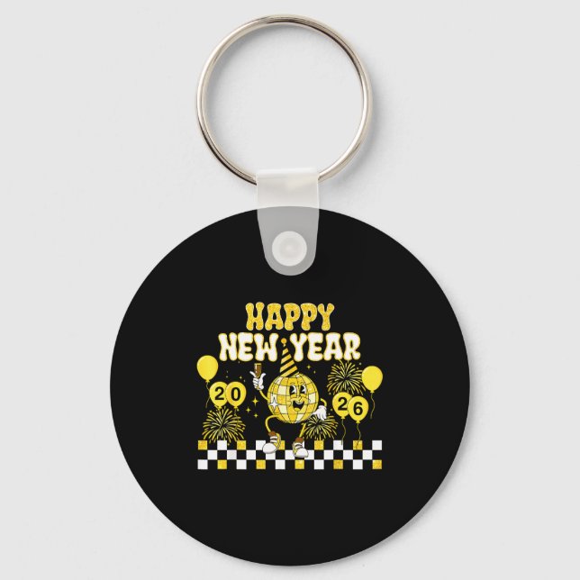 New Year's Eve Hello 2026 Happy New Year 2026 Disc Key Ring (Front)