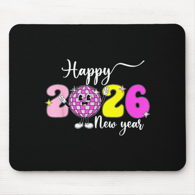 New Year's Eve Hello 2026 Happy New Year 2026 Disc Mouse Mat (Front)