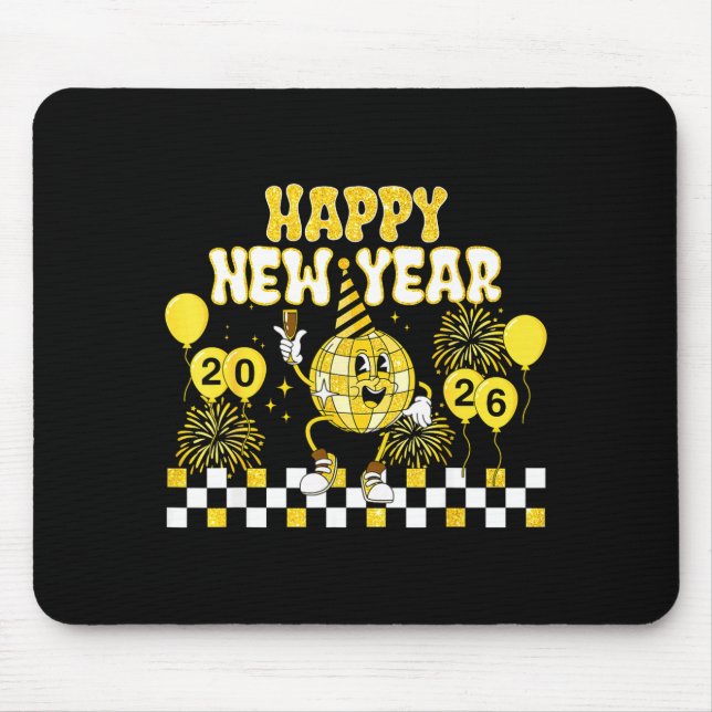 New Year's Eve Hello 2026 Happy New Year 2026 Disc Mouse Mat (Front)