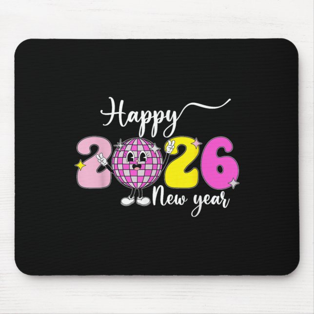 New Years Eve Hello 2026 Happy New Year 2026 Disco Mouse Mat (Front)