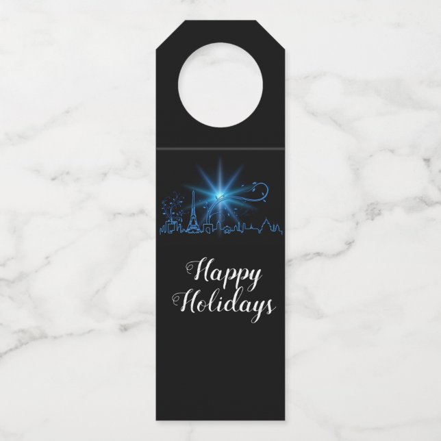 New Year's eve in Paris Bottle Tag (Front)