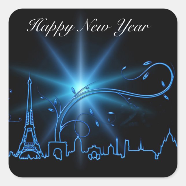 New Year's eve in Paris Square Sticker (Front)