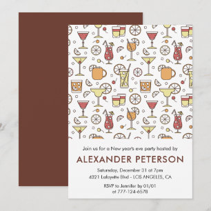 New year's eve invitation Cocktail Pattern 