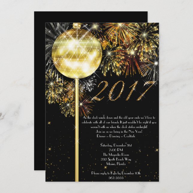 New Year's Eve Invitation, New Year's Eve Invitation (Front/Back)