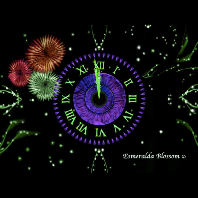 New Year's Eve Iris Clock Purple Metal Ornament (Creator Uploaded)