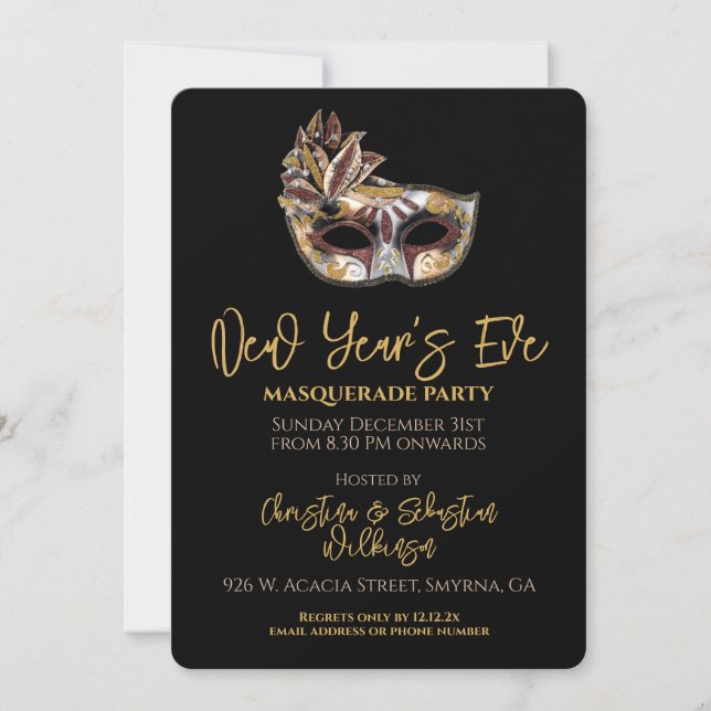 New Years Eve Masquerade Party Invitation (Front)