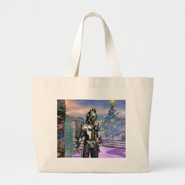 New Year's Eve of a Cyborg Dropped from the Future Large Tote Bag (Front)