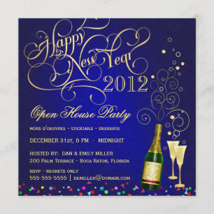 New Year's Eve Open House Party - Midnight Blue Invitation
