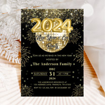 New Year's Eve Party 2024 Gold Glitter Disco Ball