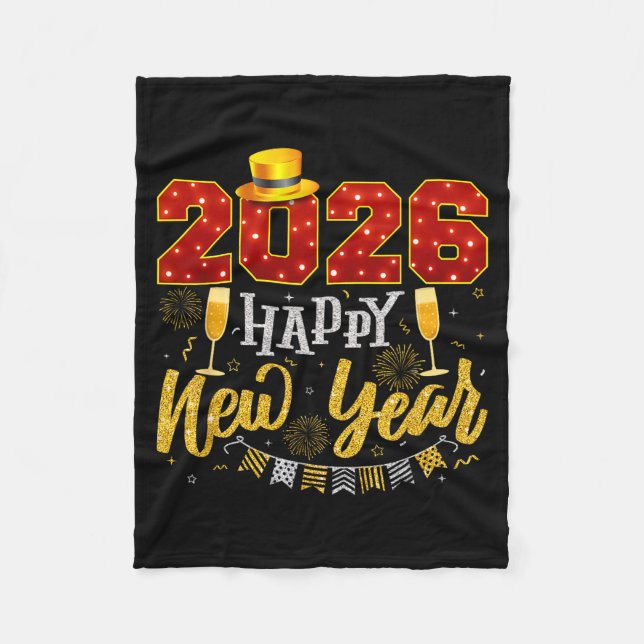 New Years Eve Party 2026 Fireworks Happy New Year  Fleece Blanket (Front)