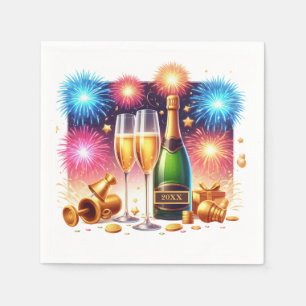New Years Eve party add year champagne  Napkin
