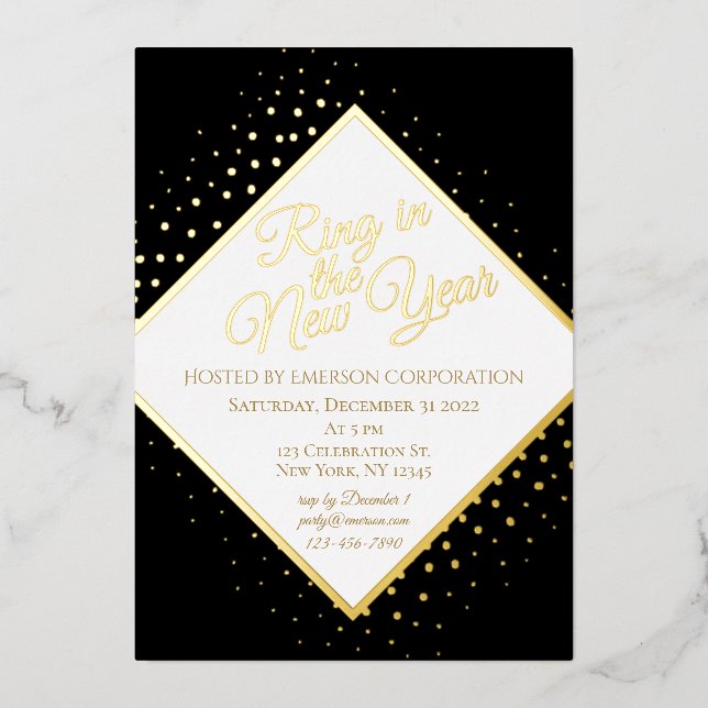 New Years Eve Party Black And Gold Glitter  (Front)