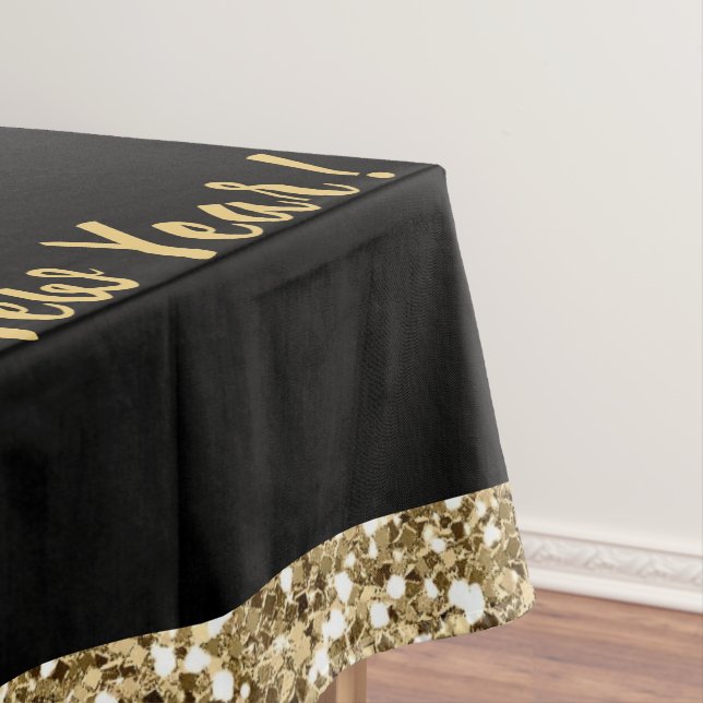 New Years Eve Party, Black and Gold Tablecloth (In Situ)