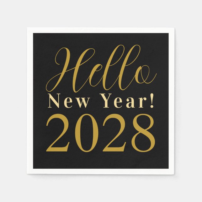 New Year's Eve Party Black Gold Napkin (Front)