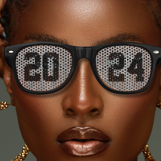 New Years Eve Party Black & Silver Glitter Retro Sunglasses (black and silver glitter new years eve party retro sunglasses)