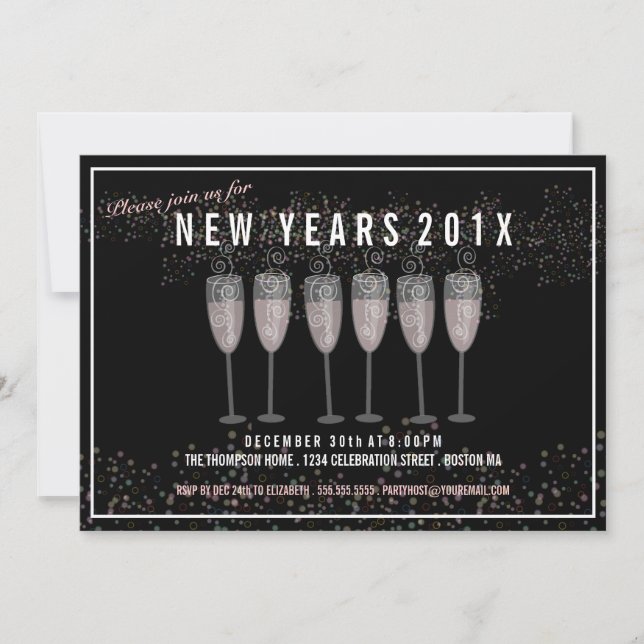 New Years Eve Party Champagne Celebration Invite (Front)