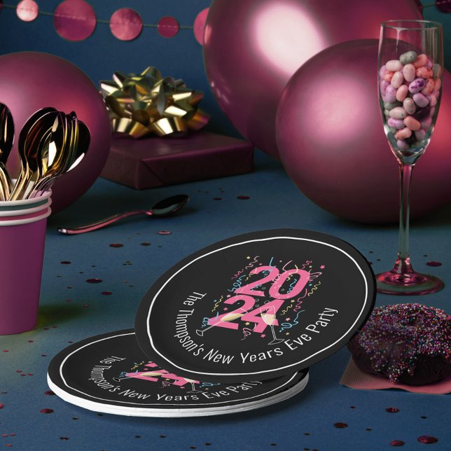 New Years Eve Party champagne streamers 2024 Paper Plate (Creator Uploaded)